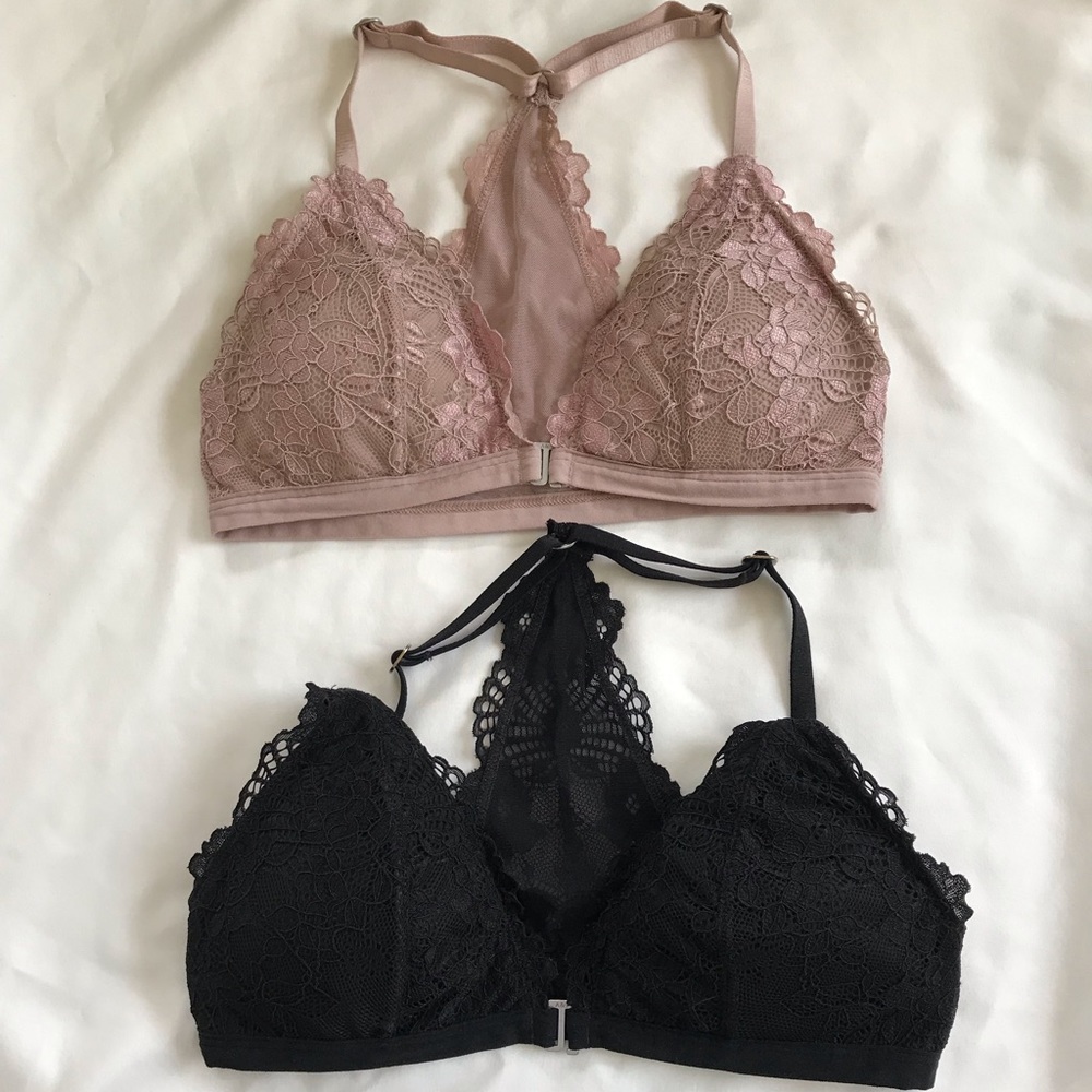 Abercrombie and fitch pink and black bras